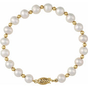 14K Gold Cultured Freshwater Pearl Bracelet - 7 1/4"