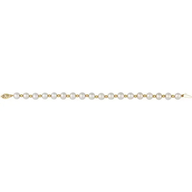 14K Gold Cultured Freshwater Pearl Bracelet - 7 1/4"