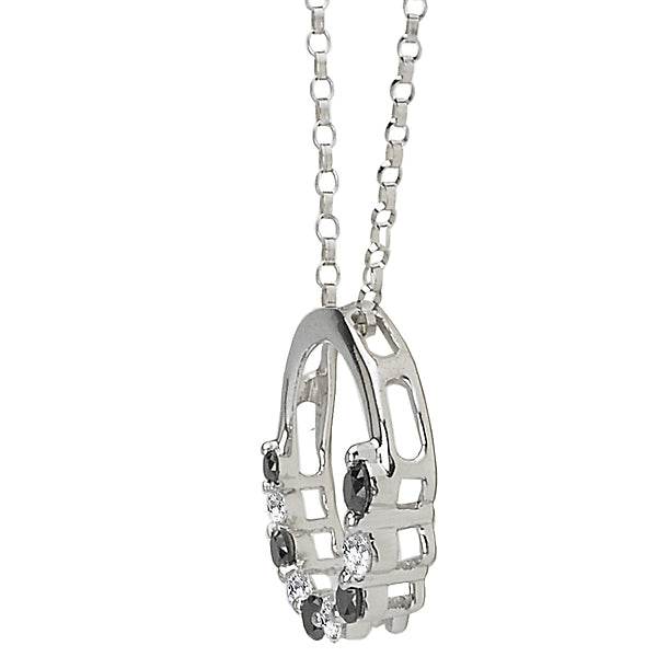 14kt White and Black Diamond Journey Pendant