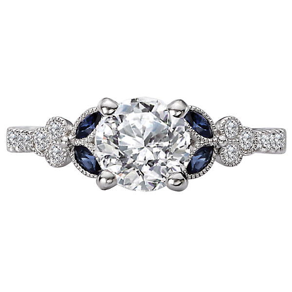 Sapphire and Diamond Semi-Mount Engagement Ring