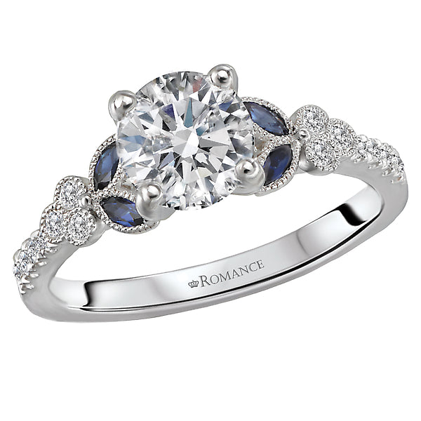 Sapphire and Diamond Semi-Mount Engagement Ring