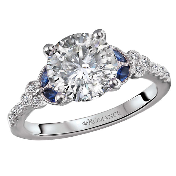 Sapphire and Diamond Semi-Mount Engagement Ring