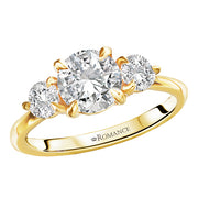 3-Stone Semi-Mount Diamond Engagement Ring