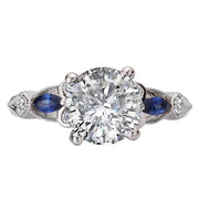 Diamond and Sapphire Semi-Mount Engagement Ring