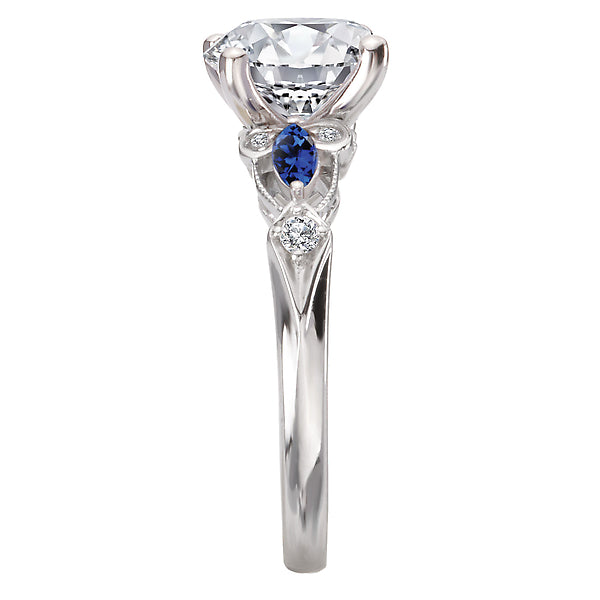 Diamond and Sapphire Semi-Mount Engagement Ring