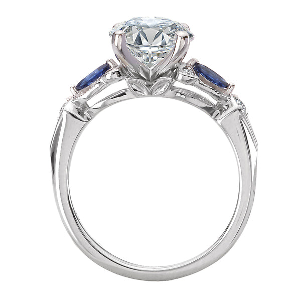 Diamond and Sapphire Semi-Mount Engagement Ring