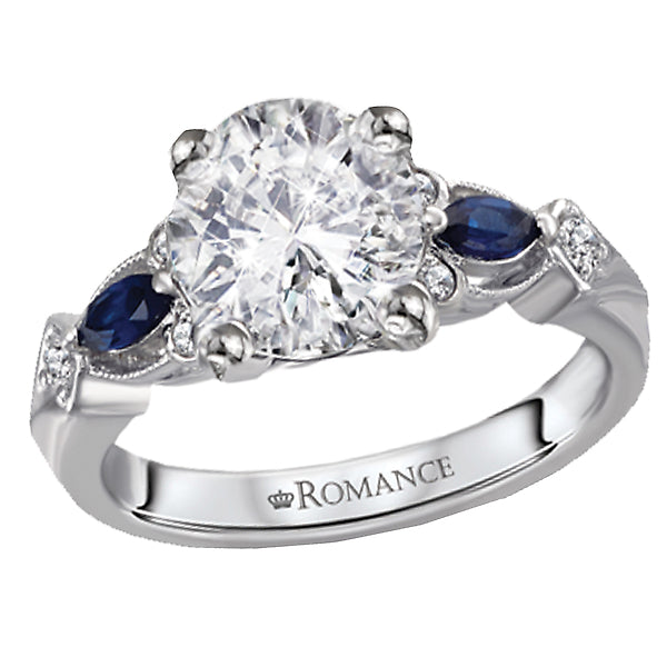 Diamond and Sapphire Semi-Mount Engagement Ring