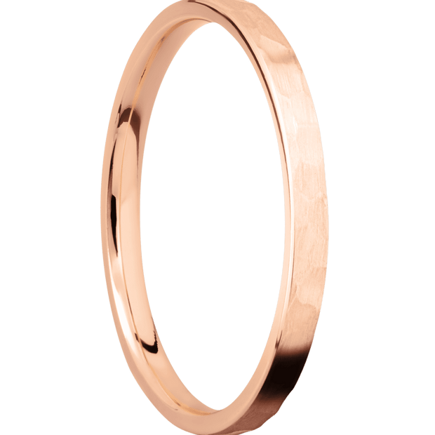 14K Rose Gold with Hammer Finish