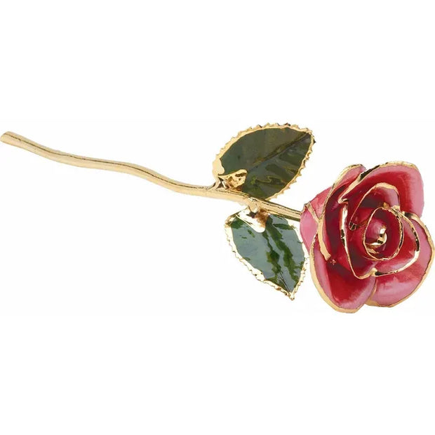 Preserved Pink Rose Trimmed in 24K Gold