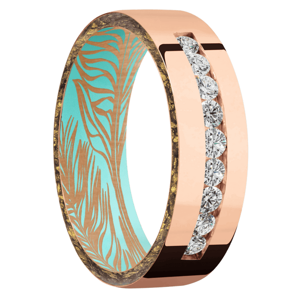 14K Rose Gold + Polish Finish + Robins Egg Blue