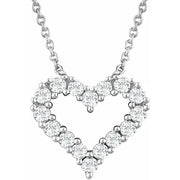 14K Gold Diamond Heart Necklace - 1/4 CTW, 18" | White or Yellow Gold