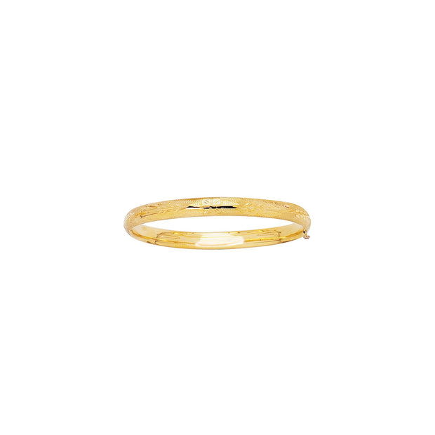 14K Gold 5.5.mm Filagree Pattern & Florentine Finish Bangle