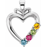 Customizable Mother’s Family Heart Pendant - Birthstone Options