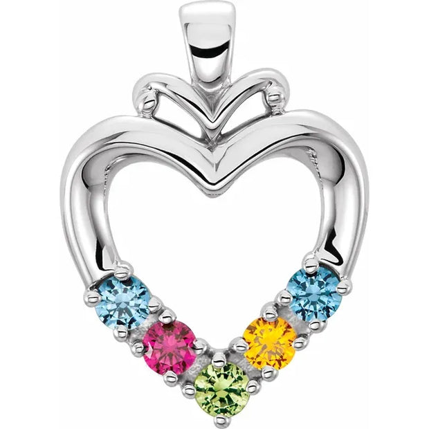 Customizable Mother’s Family Heart Pendant - Birthstone Options