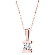 14K Rose Gold 1ct Diamond Solitaire Pendant