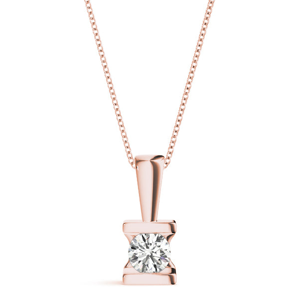 14K Rose Gold 1ct Diamond Solitaire Pendant