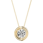 14K Yellow Gold 1ct Round Diamond Pendant