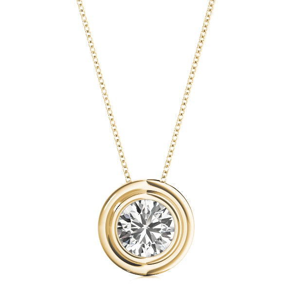 14K Yellow Gold 1ct Round Diamond Pendant