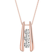 14K Rose Gold 1 ct Diamond Three-Stone Pendant Necklace