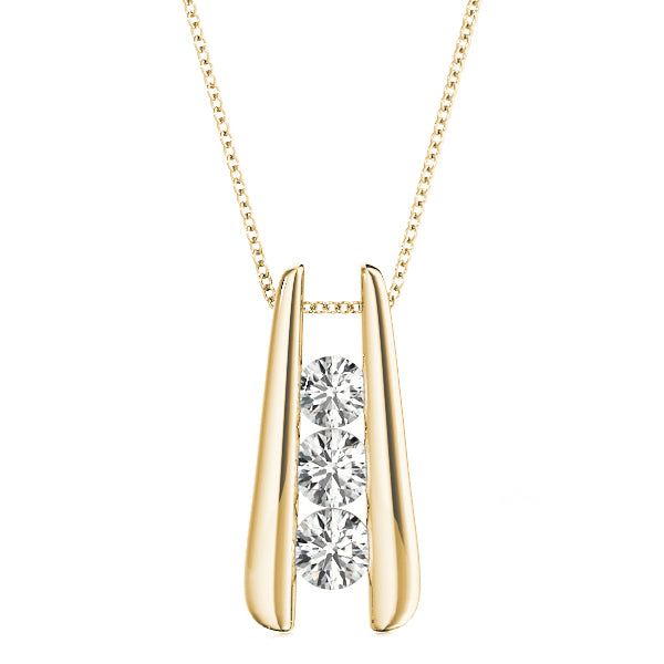14K Yellow Gold 1 ct Diamond Three-Stone Pendant