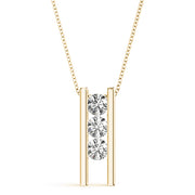 14K Yellow Gold 1ct Diamond 3-Stone Pendant