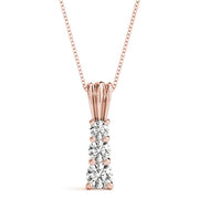 18K Rose Gold 1 ct tw Three Stone Diamond Pendant