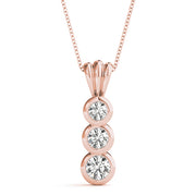 14K Rose Gold Diamond Three-Stone Pendant