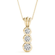 14K Yellow Gold Round Diamond Three-Stone Pendant