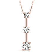 14K Rose Gold 1 ct Diamond Three-Stone Pendant Necklace