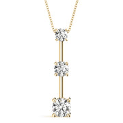 14K Yellow Gold 1 CT Diamond Three Stone Pendant