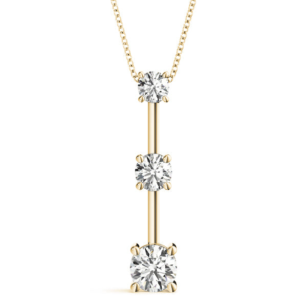 14K Yellow Gold 1 CT Diamond Three Stone Pendant