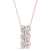 14K Rose Gold 1 CT Diamond 3-Stone Pendant