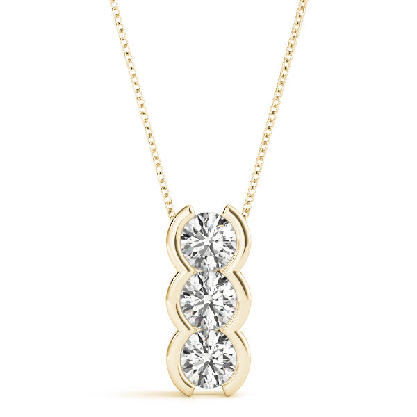 14K Yellow Gold 3-Stone Diamond Pendant
