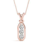 14K Rose Gold 1/2 ct tw Three Stone Diamond Pendant