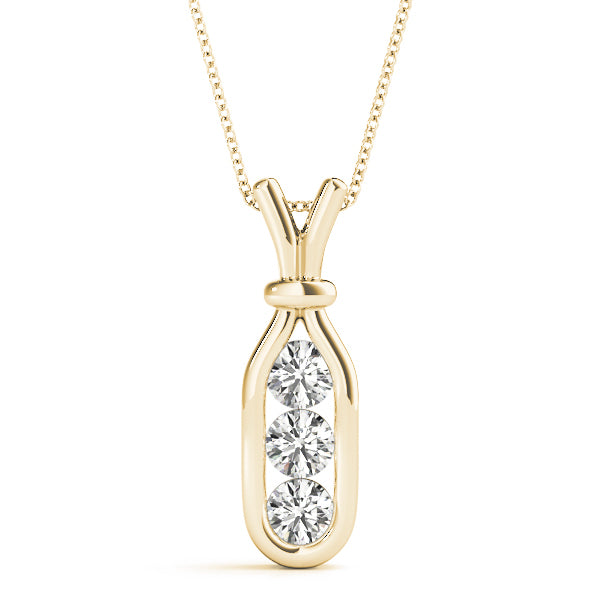 14K Yellow Gold 3-Stone Diamond Pendant