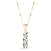 14K Yellow Gold Diamond Three Stone Pendant Necklace