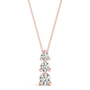14K Rose Gold 1 CT Diamond Three-Stone Pendant