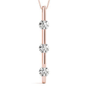 18K Rose Gold 1 ct tw Three Stone Diamond Pendant