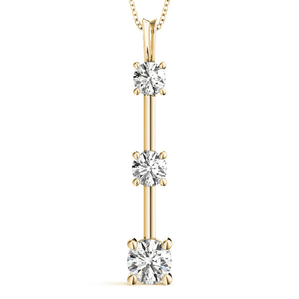 14K Yellow Gold 1 CT Diamond Three Stone Pendant