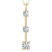14K Yellow Gold 1 CT Diamond Three Stone Pendant