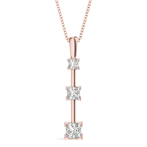 18K Rose Gold 1 1/3 ct tw Three Stone Diamond Pendant