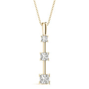 18K Yellow Gold 1 1/3 ct tw Three Stone Diamond Pendant