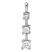 14K White Diamond Three Stone Pendant