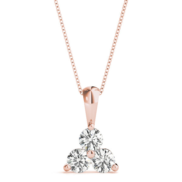 14K Rose Gold 1 CT Diamond 3-Stone Pendant