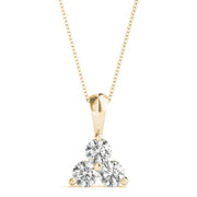 14K Yellow Gold 1ctw Round Diamond 3-Stone Pendant