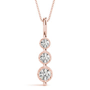 14K Rose Gold 0.35ctw Diamond Three-Stone Pendant