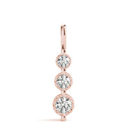 14K Rose Gold 1/2 ct tw Three Stone Diamond Pendant