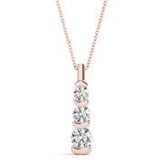 14K Rose Gold 1 ct Diamond Three-Stone Pendant