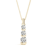 14K Yellow Gold 1 CT Diamond Three Stone Pendant