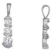 14K White Gold 1 ct tw Three Stone Diamond Pendant